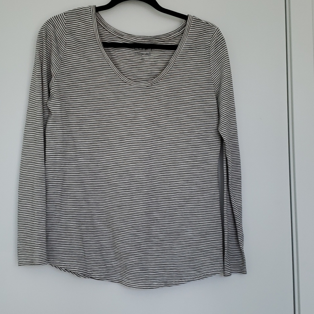 Loft black white and gold striped top, size M